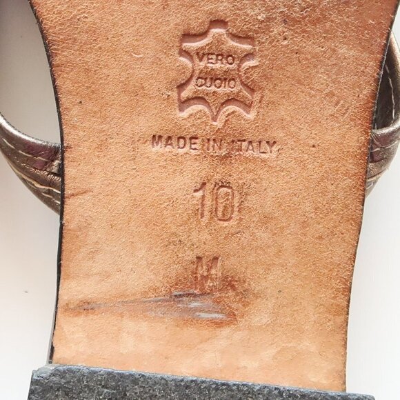 Sesto Meucci Silver Leather Square Toe Strappy Mule Sandals Block Heel Slides 10 - Picture 9 of 16